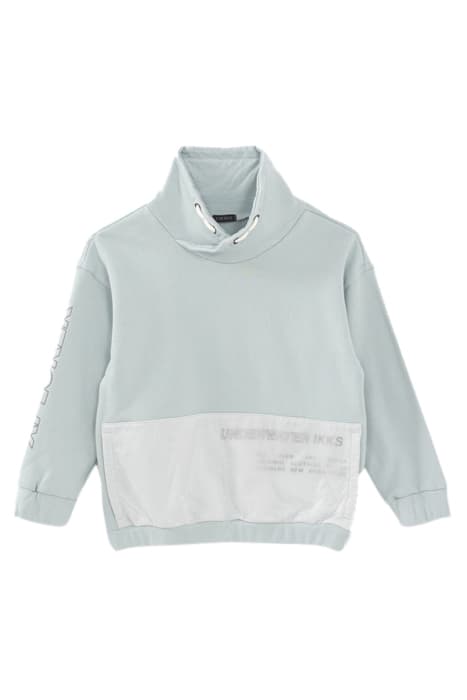 BOYS’ AQUA GREEN SWEATSHIRT WITH NYLON CHEQUERED POCKET by IKKS