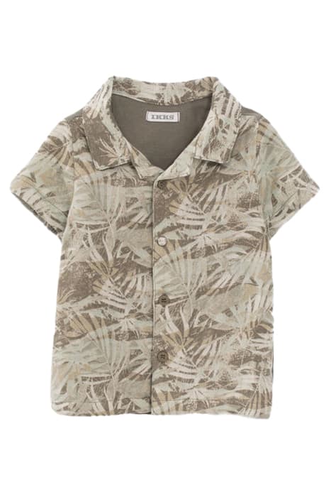 BABY BOYS’ KHAKI JUNGLE PRINT MIXED FABRIC SHIRT by IKKS