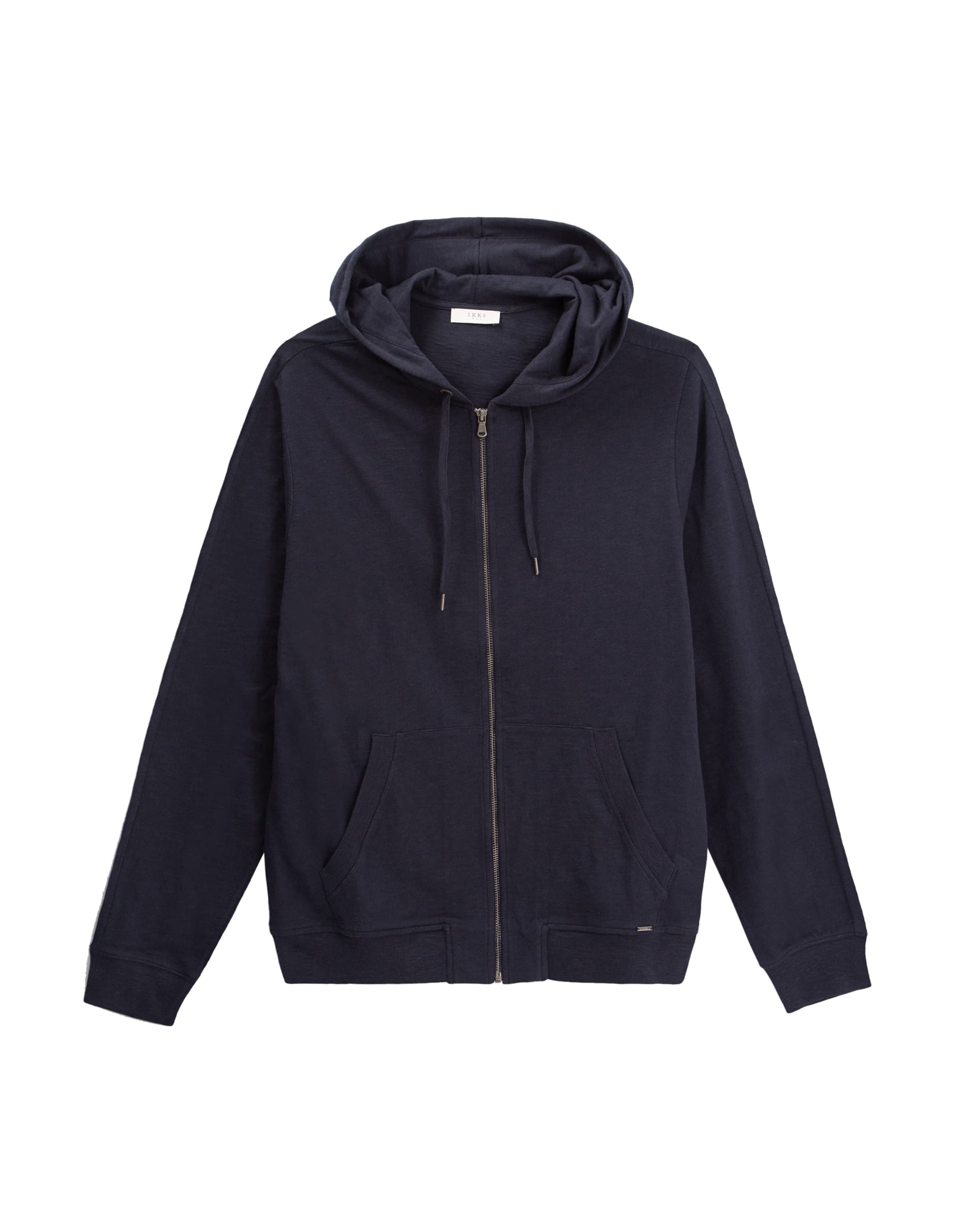 MEN'S NAVY HOODED CARDIGAN IN SLUB SWEATSHIRT FABRIC by IKKS