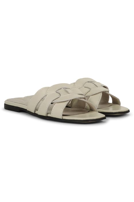 OVAL RING LEATHER SANDAL IVORY by Summum Woman