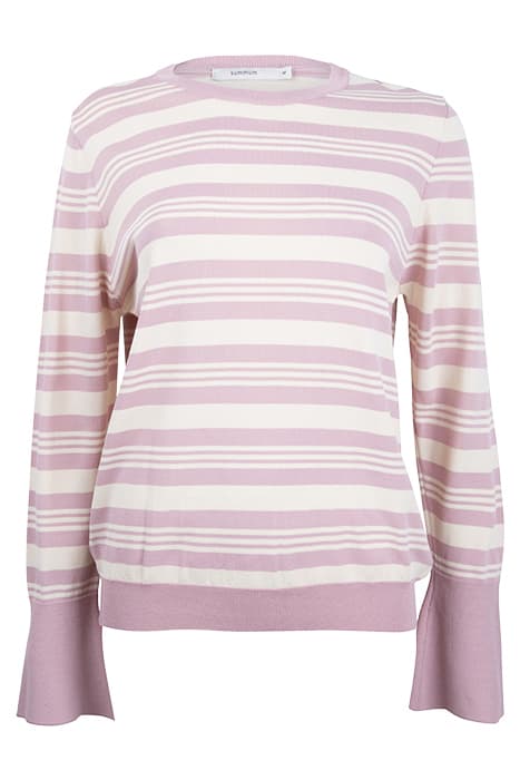 STRIPED SWEATER CREPE VISCOSE BLEND KNIT ROSE QUARTZ by Summum Woman