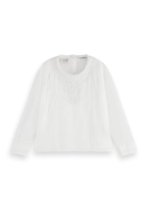 DELICATE LACE DETAIL LONG-SLEEVED TOP OFF WHITE by Scotch & Soda