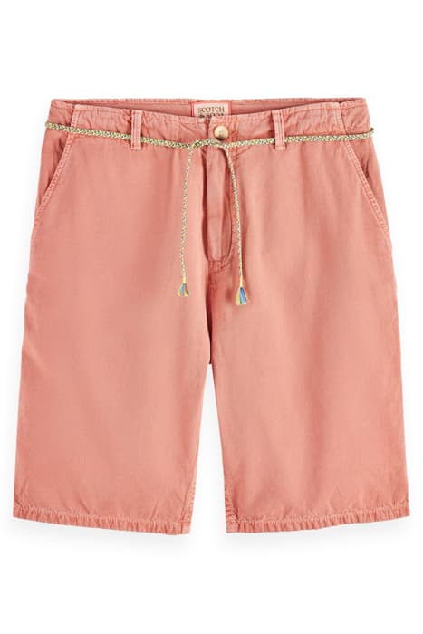 FAVE - GARMENT DYED COTTON LINEN SHORT FLAMINGO by Scotch & Soda