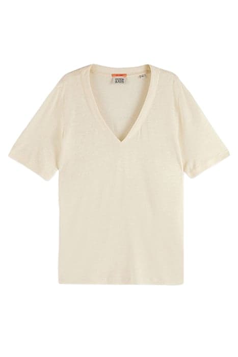 SOFT V-NECK T-SHIRT ARCTIC WHITE by Scotch & Soda