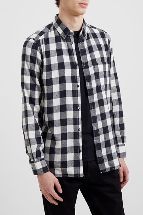 GINGHAM FLANNEL LONG SLEEVE CASUAL SHIRT ECRU/MARINE by French Connection