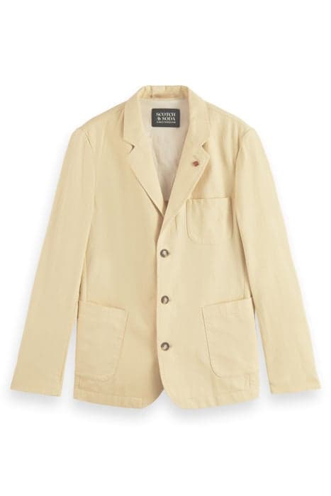 COTTON/ HEMP-BLEND TWILL 3-BUTTON BLAZER SAND by Scotch & Soda