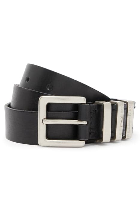 NATE LOGO KEEPR BELT BLACK/DULL NICKEL by AllSaints