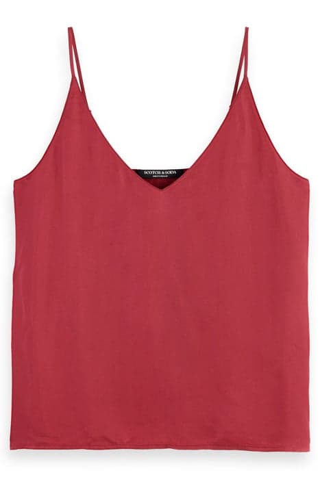 JERSEY TANK TOP WITH WOVEN FRONT DEEP RASPBERRY by Scotch & Soda