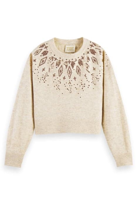 RELAXED FIT WOOL BLEND PULLOVER WITH SEQUIN DETAILING CREAM  by Scotch & Soda