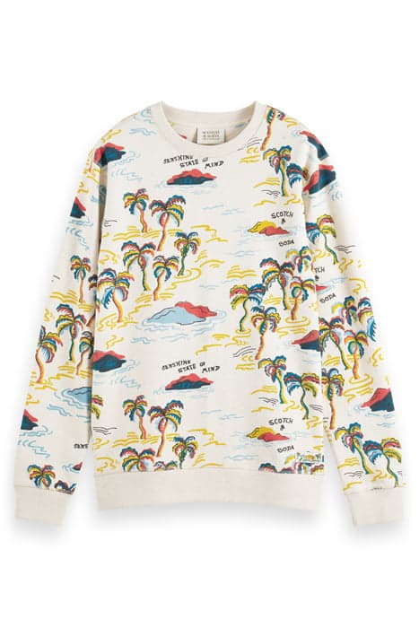 PRINTED SWEATSHIRT WHITE PALMTREE ISLAND AOP by Scotch & Soda