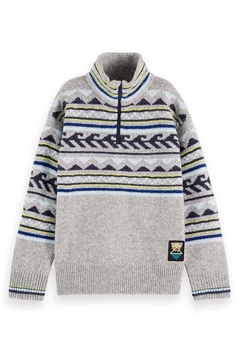 HALF-ZIP INTARSIA PULLOVER GREY MELANGE by Scotch & Soda