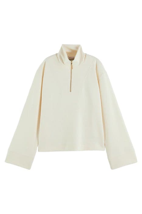 HALF-ZIP TRUMPET SLEEVE SWEATSHIRT VANILLA WHITE by Scotch & Soda