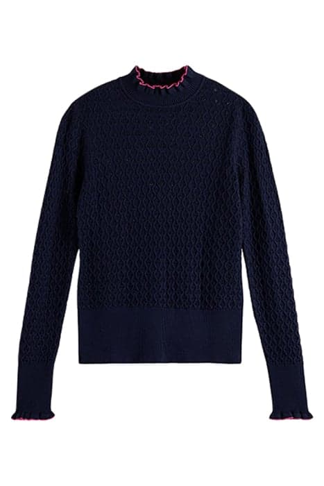 POINTELLE RUFFLE SLIM FIT PULLOVER NAVY by Scotch & Soda