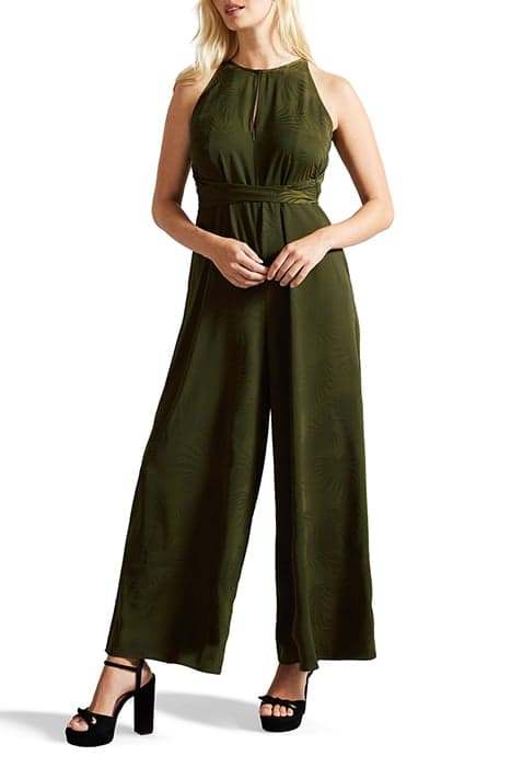 VERETE HALTERNECK JUMPSUIT WITH WRAP BODICE DETAIL KHAKI by Ted Baker