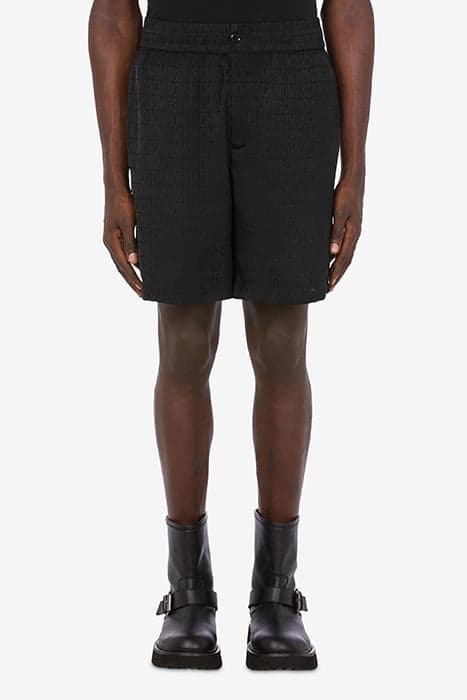 BERMUDA SHORTS IN ALLOVER LOGO JACQUARD TWILL BLACK by Moschino