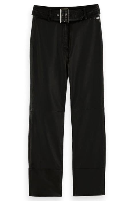 HIGH RISE STRAIGHT LEG LEATHER PANTS BLACK by Scotch & Soda