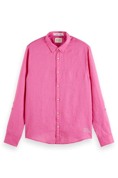 LINEN SHIRT WITH SLEEVE ROLL-UP CERISE by Scotch & Soda