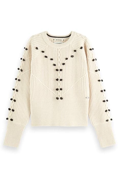 STITCH AND BOBBLE PLACEMENT WOOL BLEND PULLOVER BUTTERMILK by Scotch & Soda