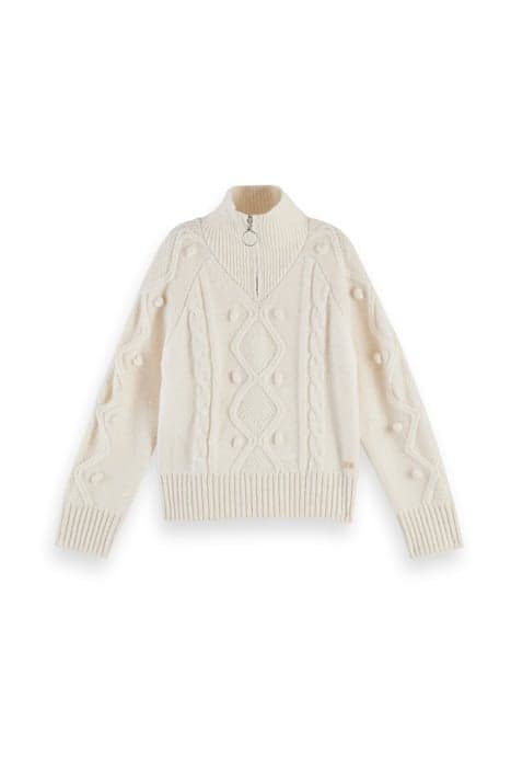 HALF-ZIP CABLE KNIT PULLOVER OFF WHITE by Scotch & Soda