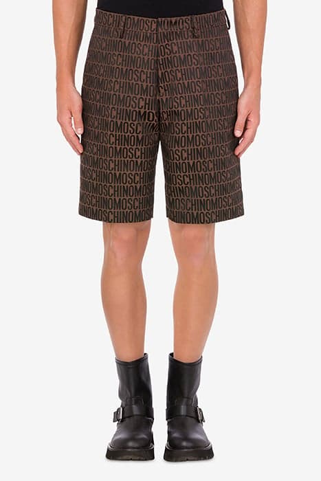 ALLOVER LOGO JACQUARD NYLON SHORTS DARK BROWN by Moschino