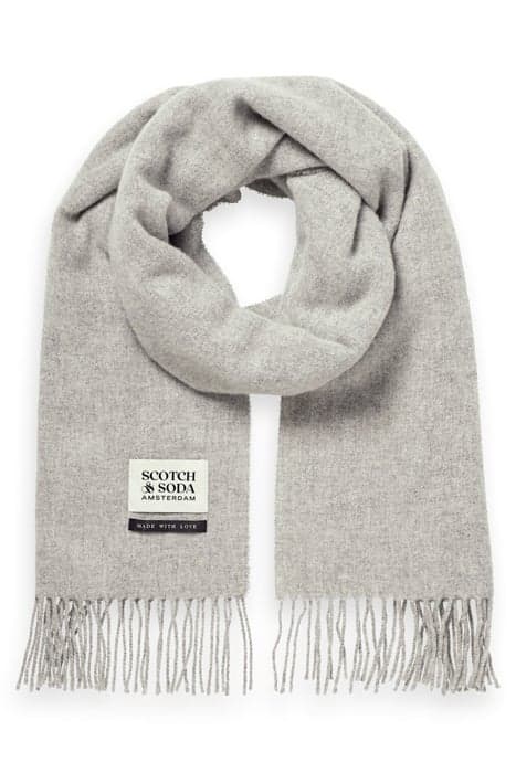 VIRGIN WOOL FRINGED WOVEN SCARF GREY MELANGE by Scotch & Soda