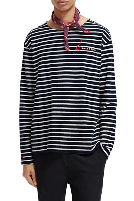 STRUCTURED STRIPE BANDANA LONG SLEEVE TEE NIGHT by Scotch & Soda