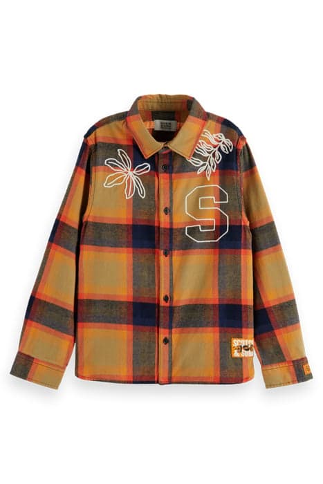 YARN-DYED CHECK FLANNEL SHIRT IN ORGANIC COTTON ORANGE GRADI by Scotch & Soda