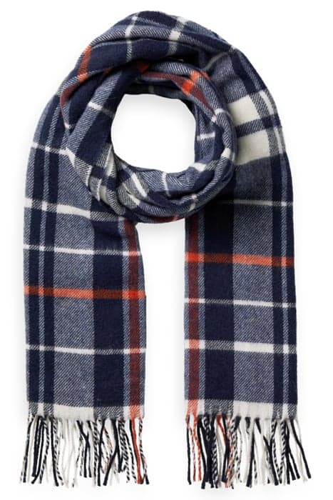 WOOL BRUSHED CHECKED SCARF NIGHT/ ECRU CHECK by Scotch & Soda