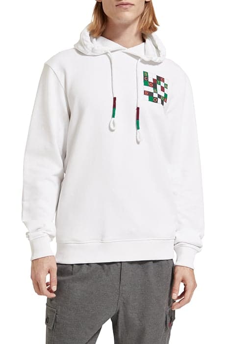 REGULAR FIT ARTWORK HOODIE IN ORGANIC COTTON WHITE by Scotch & Soda