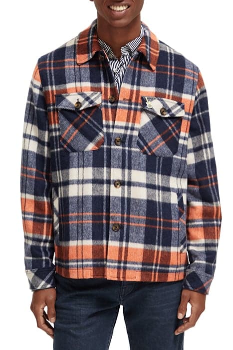 BRUSHED WOOL-BLEND CHECKED OVERSHIRT BLUE CHECK by Scotch & Soda