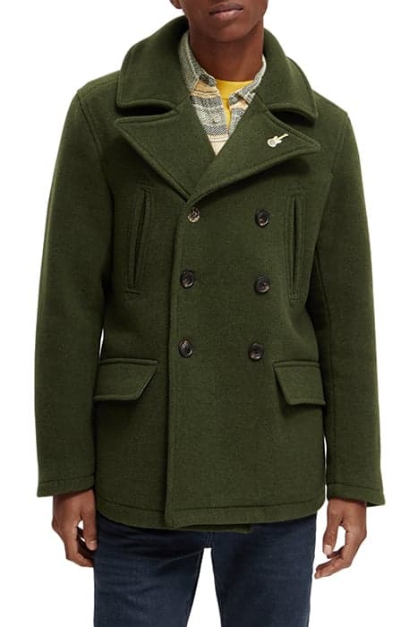 WOOL BLEND PEACOAT FIELD GREEN by Scotch & Soda