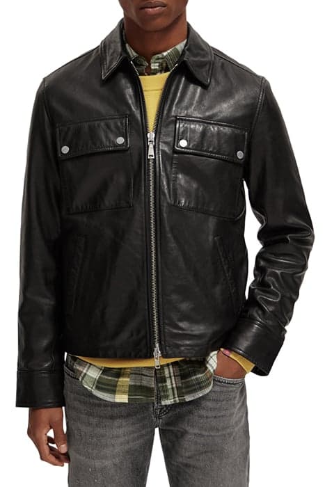 LEATHER BIKER JACKET BLACK by Scotch & Soda