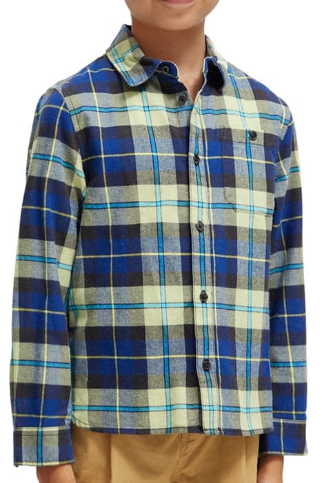 YARN-DYED CHECK FLANNEL SHIRT IN ORGANIC COTTON BLUE MULTICO by Scotch & Soda