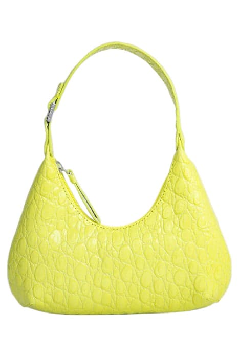 BABY AMBER ACID GREEN CIRCULAR CROCO EMBOSSED LEATHER by BY FAR