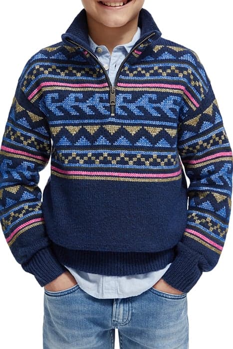 HALF-ZIP INTARSIA PULLOVER NIGHT by Scotch & Soda