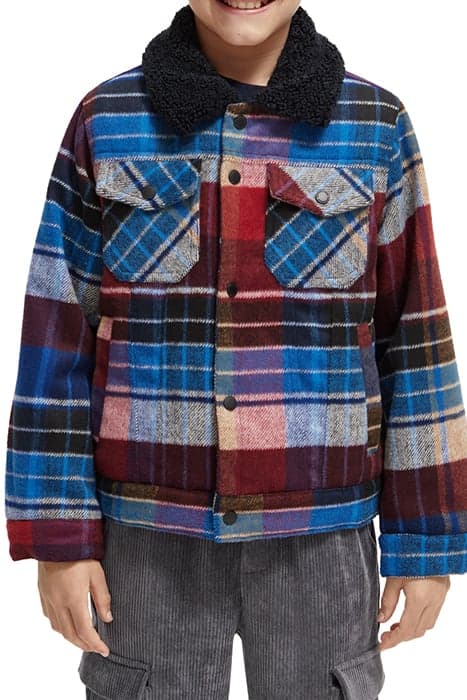 WOOL BLEND CHECK TRUCKER JACKET WITH REPREVE® FILLING BLUE M by Scotch & Soda