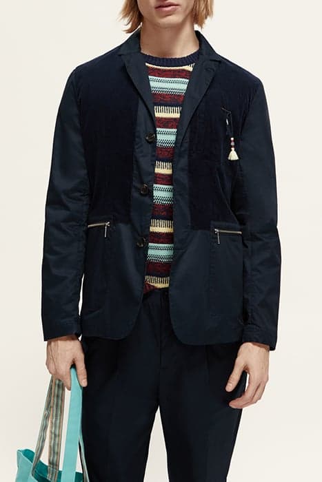 CORDUROY-PANELLED TWILL 3-BUTTON BLAZER NIGHT by Scotch & Soda