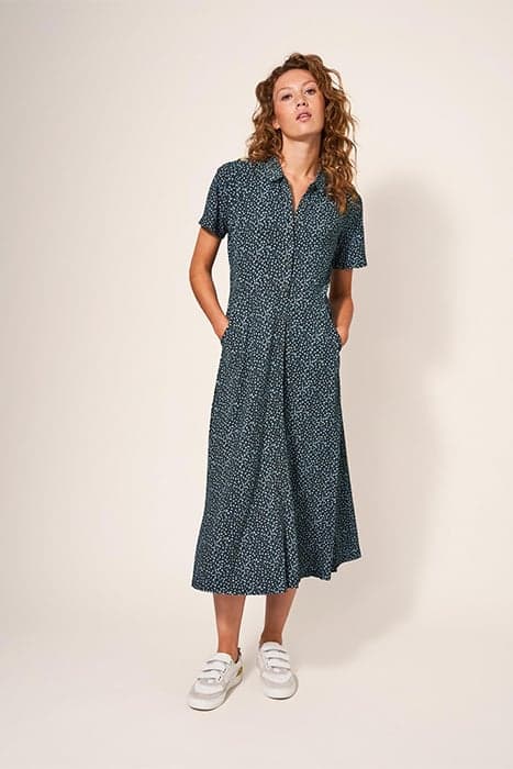 RUA JERSEY SHIRT DRESS TEAL MULTI by White Stuff