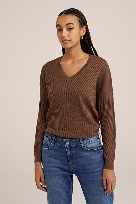 KNITTED PULLOVER DARK BROWN by WE Fashion