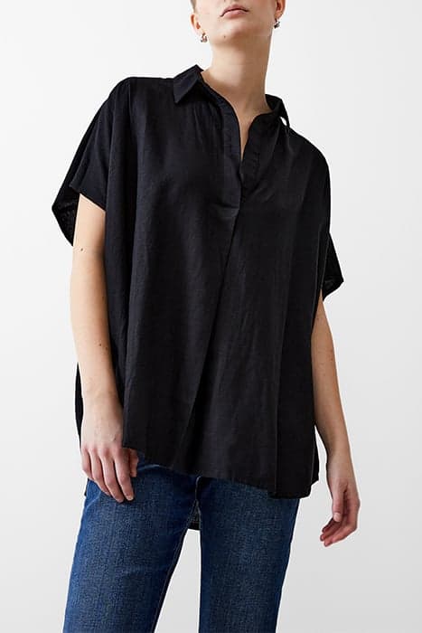 S/S LINEN BLEND POPOVER BLACK by French Connection