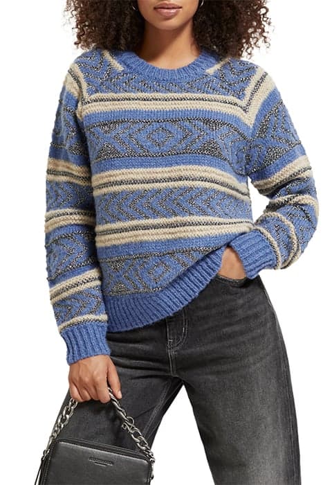 METALLIC FAIR ISLE PULLOVER DUTCH BLUE by Scotch & Soda