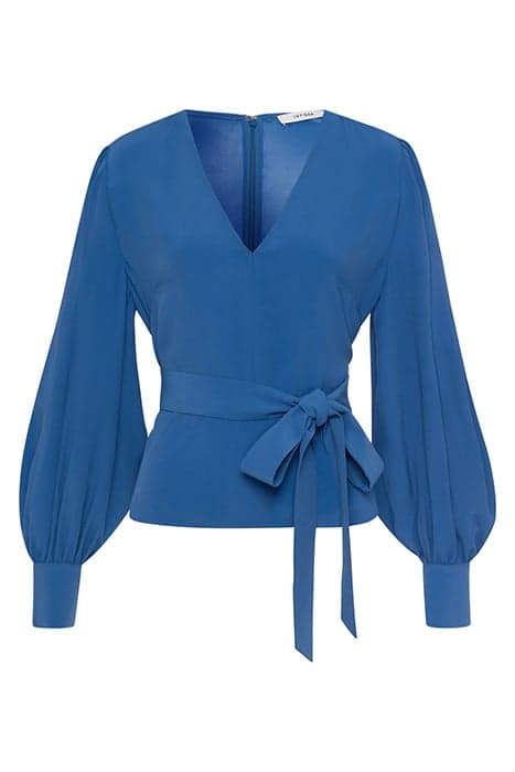 BEA SUE BELTED BLOUSE OCEAN BLUE by Ivy Oak