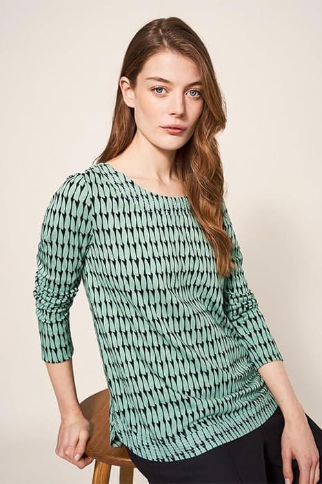 LONG SLEEVE WEAVER TEE GREEN MULTI by White Stuff