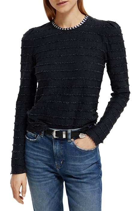 TEXTURED STRIPE LONGESLEEVE CHARCOAL by Scotch & Soda