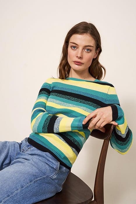 SKINNY RIB JUMPER TEAL MULTI by White Stuff