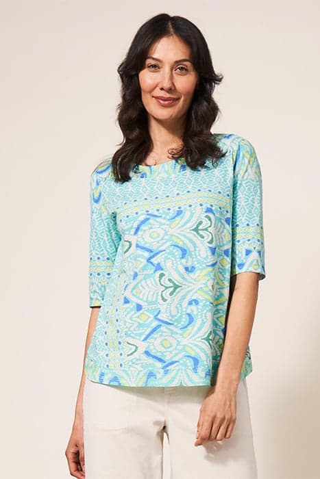 WEAVER JERSEY TEE TEAL MULTI by White Stuff