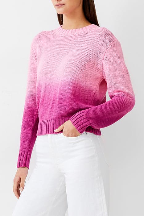 OMBRE CREW KNIT MANDARIN/WILD ROSA by French Connection