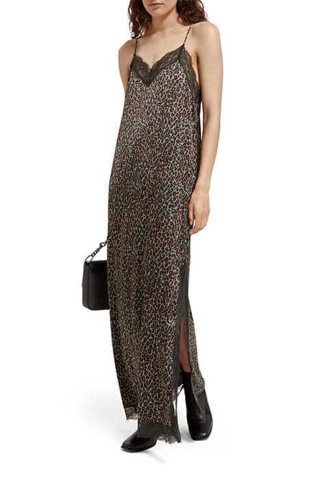 CAMI DRESS WITH LACE DETAIL CREATURES OF THE NIGHT FIELD GRE by Scotch & Soda