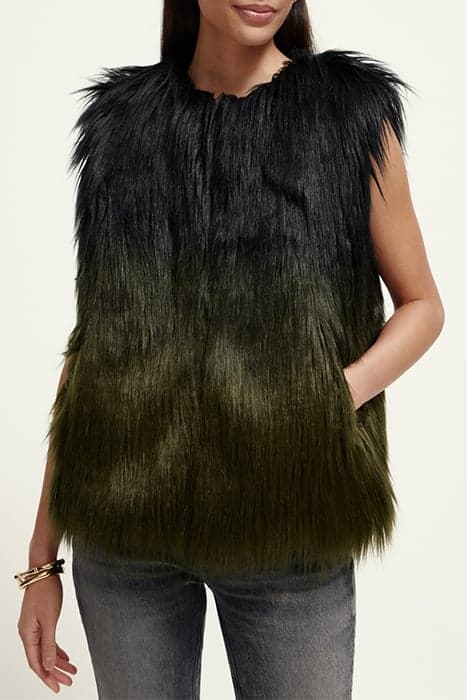 GRADIENT FAUX FUR GILET BLACK by Scotch & Soda