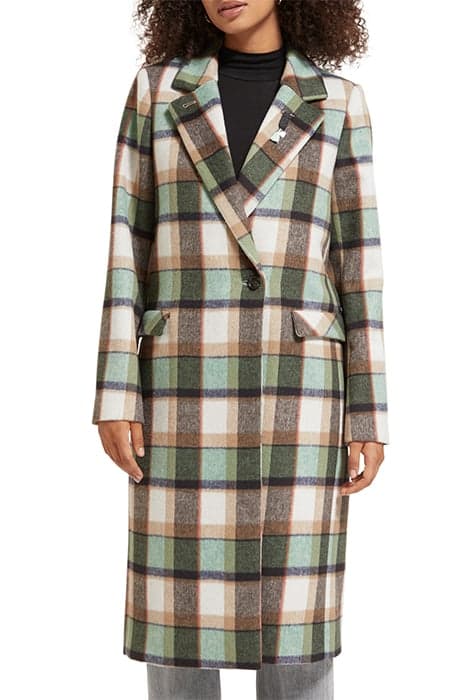 GREEN CHECK SINGLE BREASTED COAT FROZEN MINT CHECK by Scotch & Soda